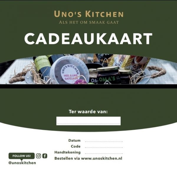 Cadeaukaart €50 50 euro uno's kitchen ketjap samerang katwijk leiden oestgeest